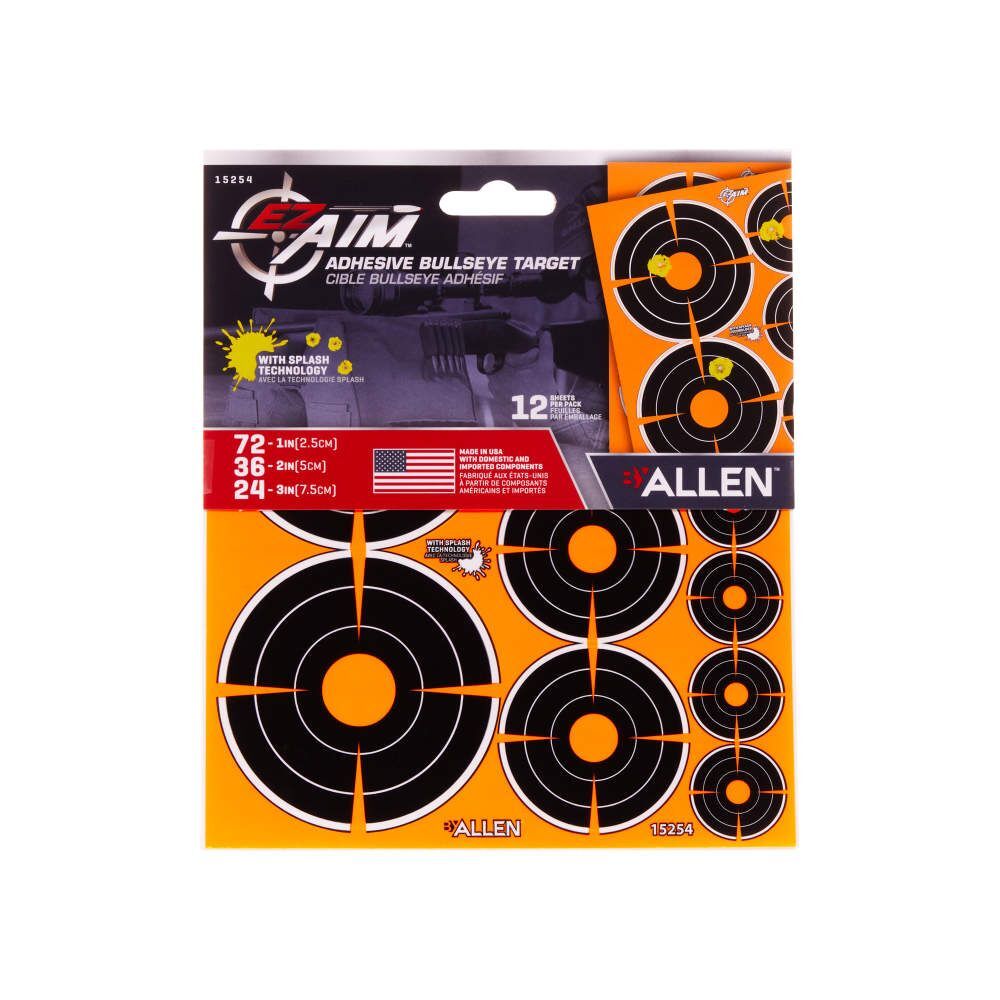 Allen EZ Aim Adhesive Splash Reactive Paper Shooting Targets Variety Pack, 12-Pk