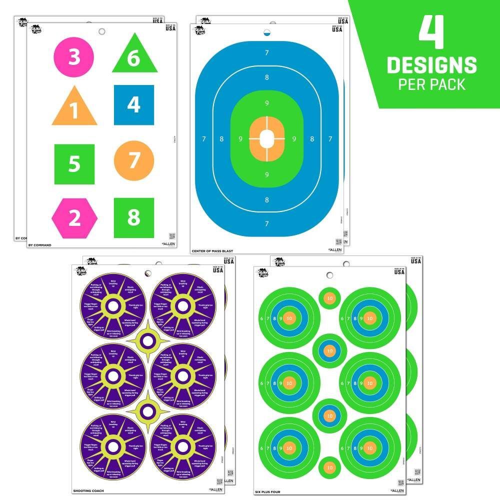 Allen EZ Aim Fun Group 12 X 18-In Paper Shooting Targets, 8-Targets, Assorted