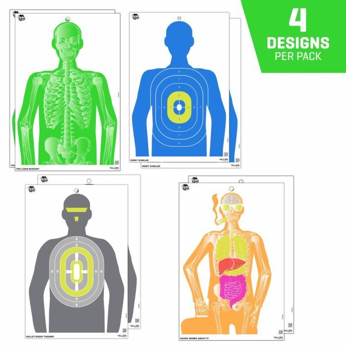 Allen EZ Aim Fun Imposing Figures Paper Shooting Target Assortment, 12 x 18-In, 8-Pk