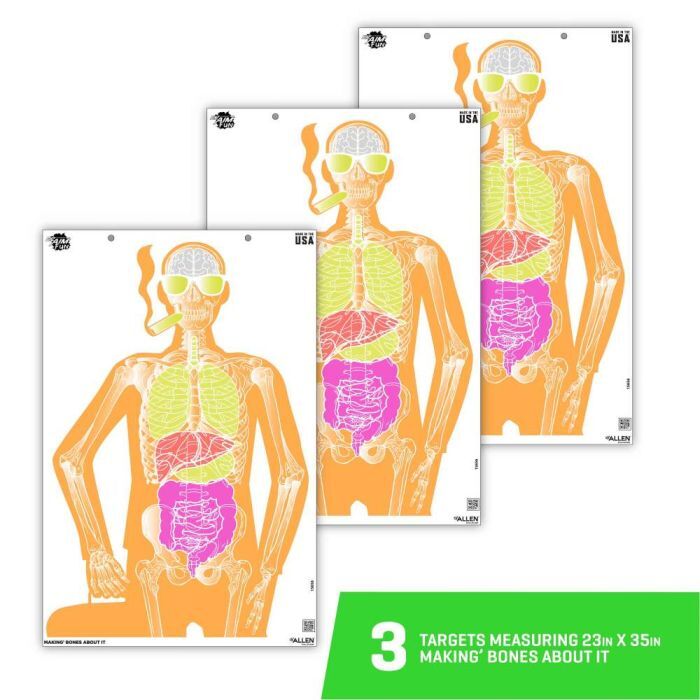 Allen EZ Aim Fun Makin Bones About It Silhouette Paper Shooting Target, 23 x 35-In, 3-Pk