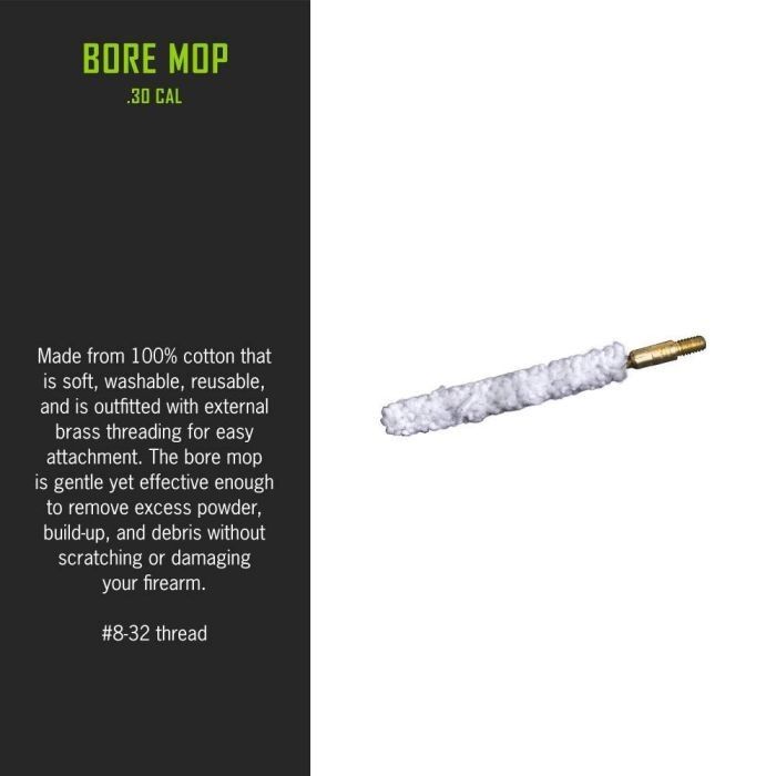 Breakthrough Clean Technologies White Bore Mop Cleaning Swab For 30, 308 Caliber & 7.62mm