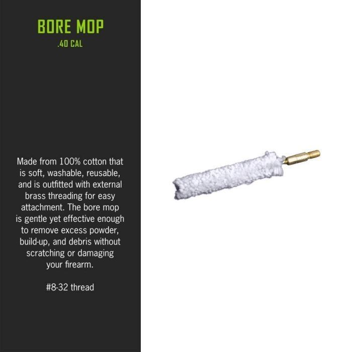 Breakthrough Clean Technologies White Bore Mop Cleaning Swab, 40 Caliber & 10mm