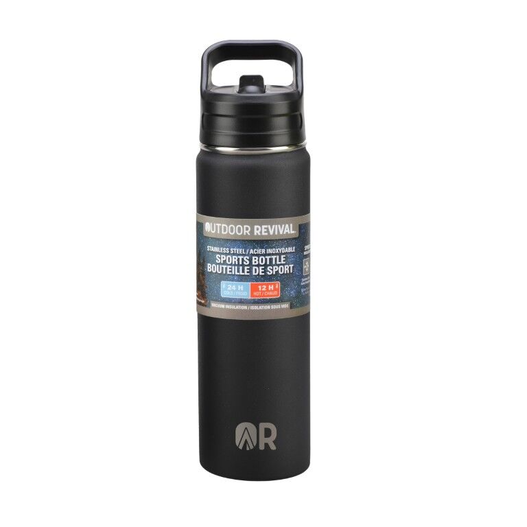 Outdoor Revival Black Stainless Steel Sports Bottle, 20-Oz