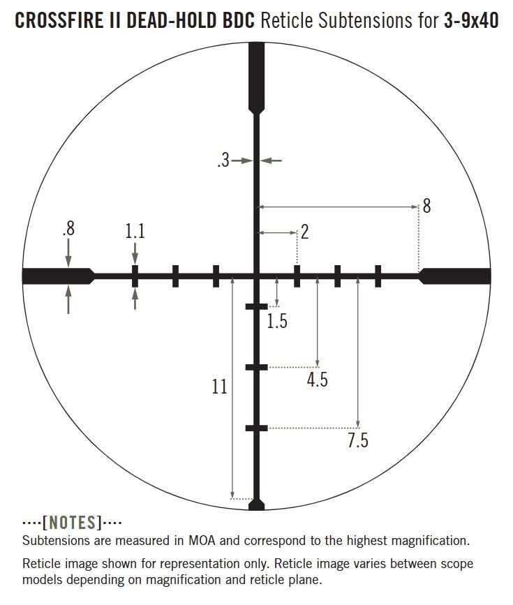 Vortex Crossfire II 3-9x40mm Dead-Hold BDC Riflescope