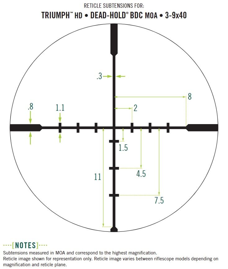 Vortex Triumph HD 3-9x40 Dead-Hold BDC (MOA) Reticle 1-In Tube Scope