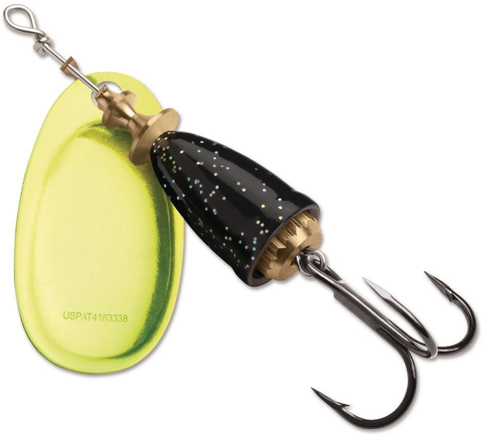 Blue Fox Classic Vibrax Black Chartreuse Candyback Spinner, #3, 1/4-Oz