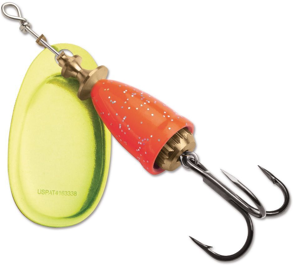 Blue Fox Classic Vibrax Orange Chartreuse Candyback Spinner, #5, 7/16-Oz