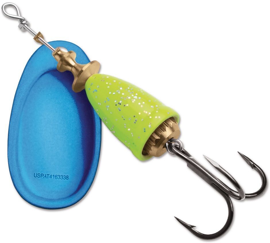 Blue Fox Classic Vibrax Chartreuse Blue Candyback Spinner, #5, 7/16-Oz