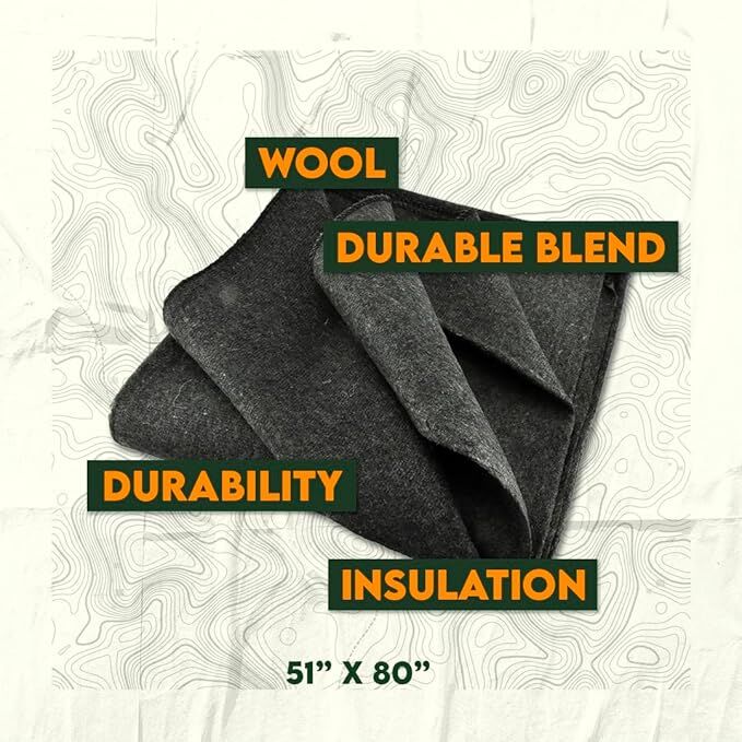 Sona Enterprises Multipurpose Gray 50% Wool Blanket, 51-In x 80-In