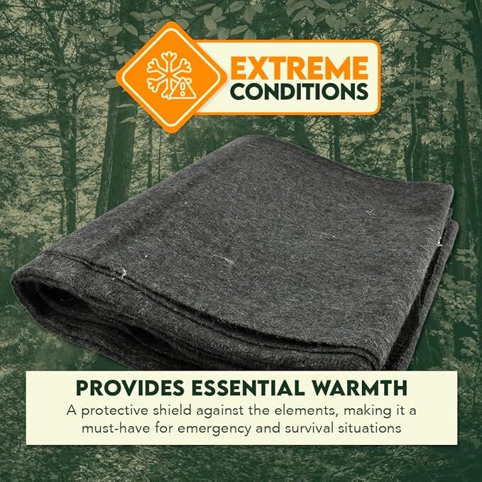 Sona Enterprises Multipurpose Gray 50% Wool Blanket, 51-In x 80-In