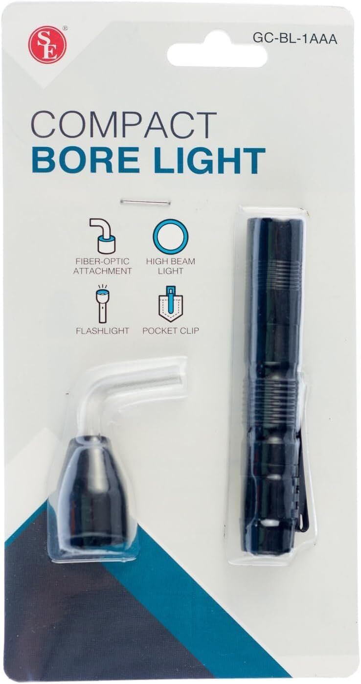 Compact High Beam Bore Flashlight With Fiber-Optic Acrylic Attachment