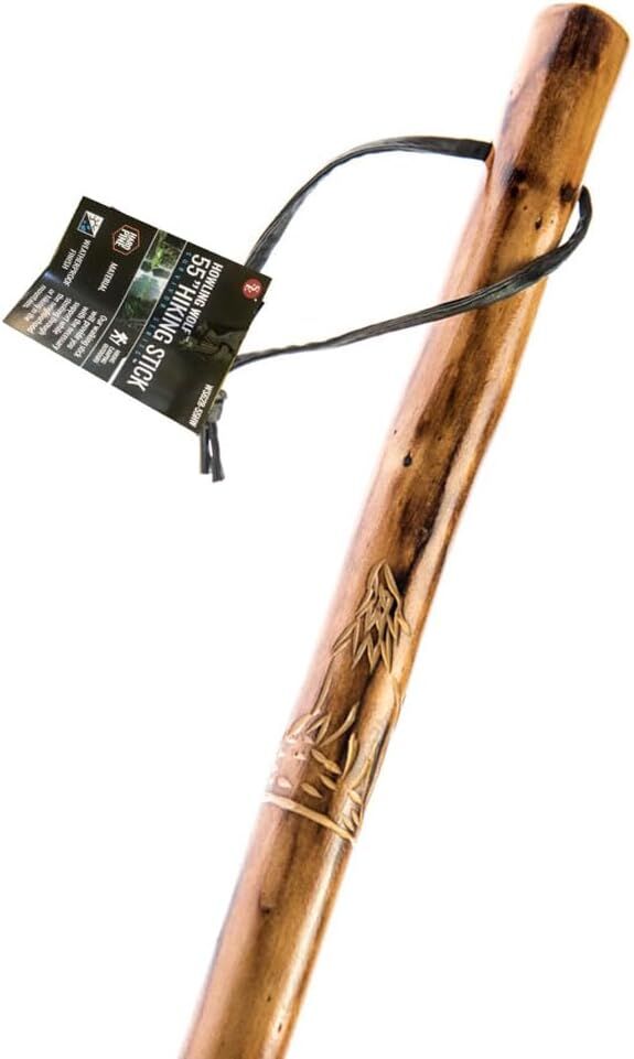 Sona Enterprises Natural Wood Walking Stick With Deer Design, 55-In