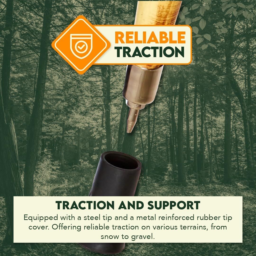 Sona Enterprises Natural Wood Walking Stick With Deer Design, 55-In