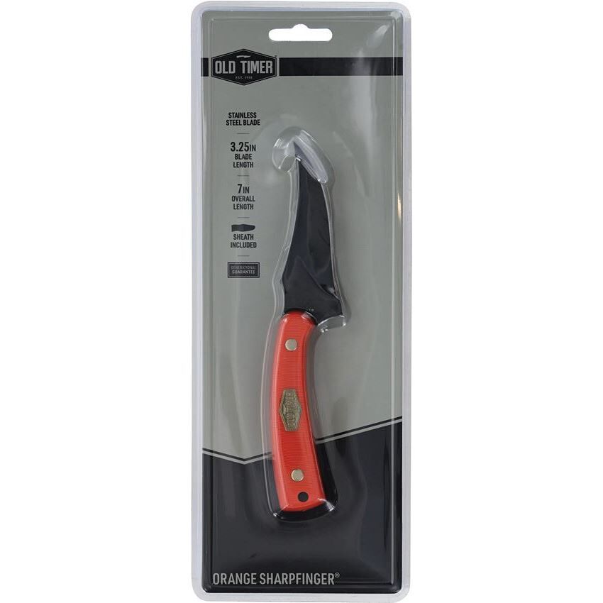 Old Timer Orange Sharpfinder Fixed Blade Knife