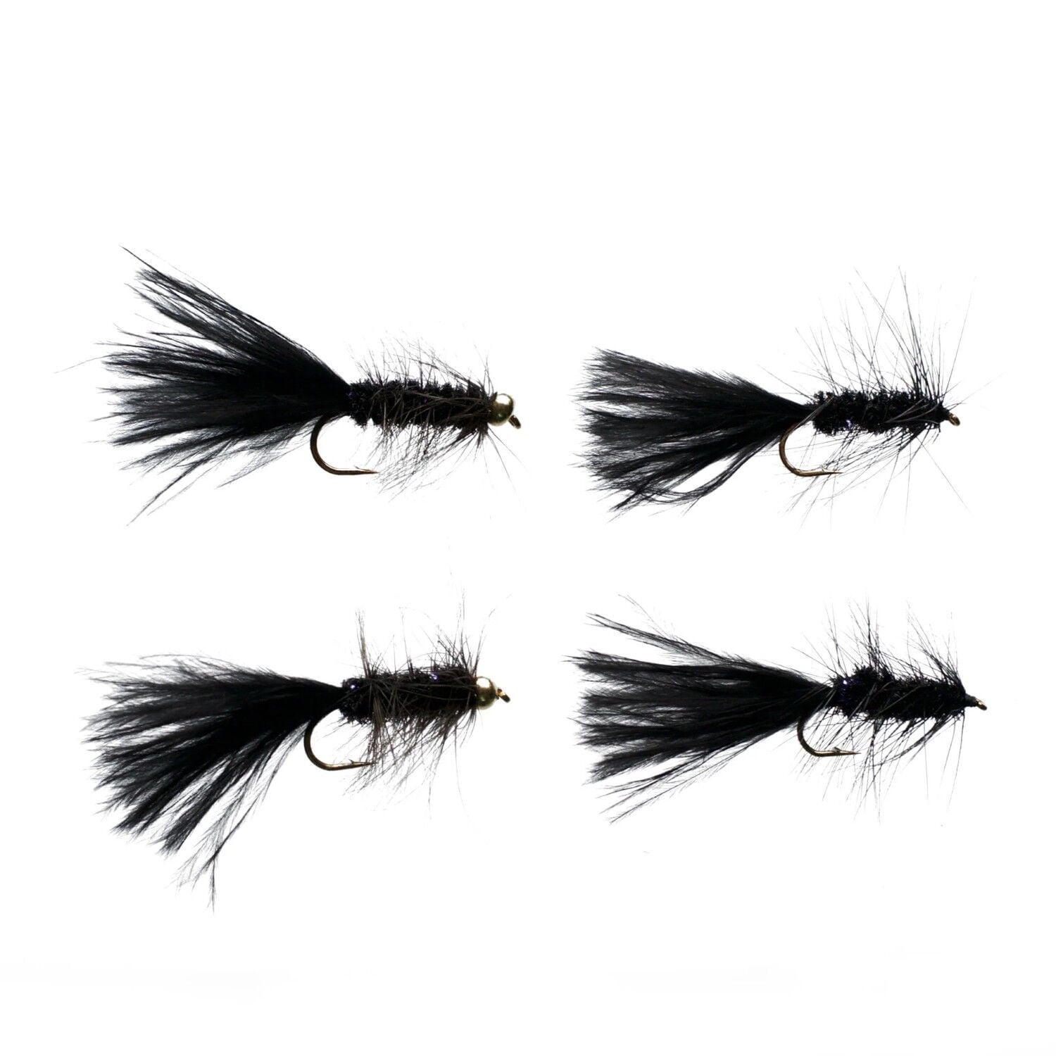 Cortland Black Wooly Bugger Fly, 4-Pk
