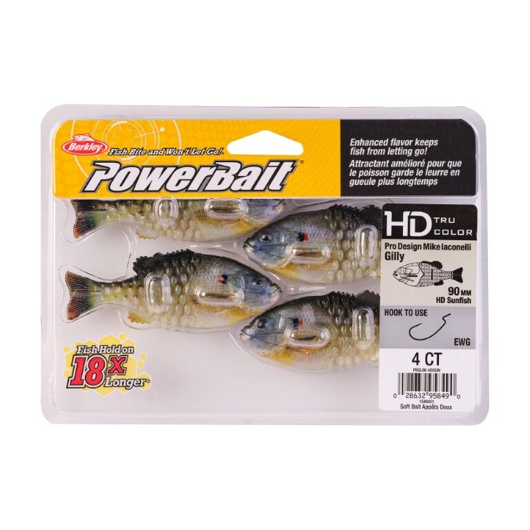 Berkley Powerbait HD Sunfish Gilly Bait, 3.5-In, 4-Pk