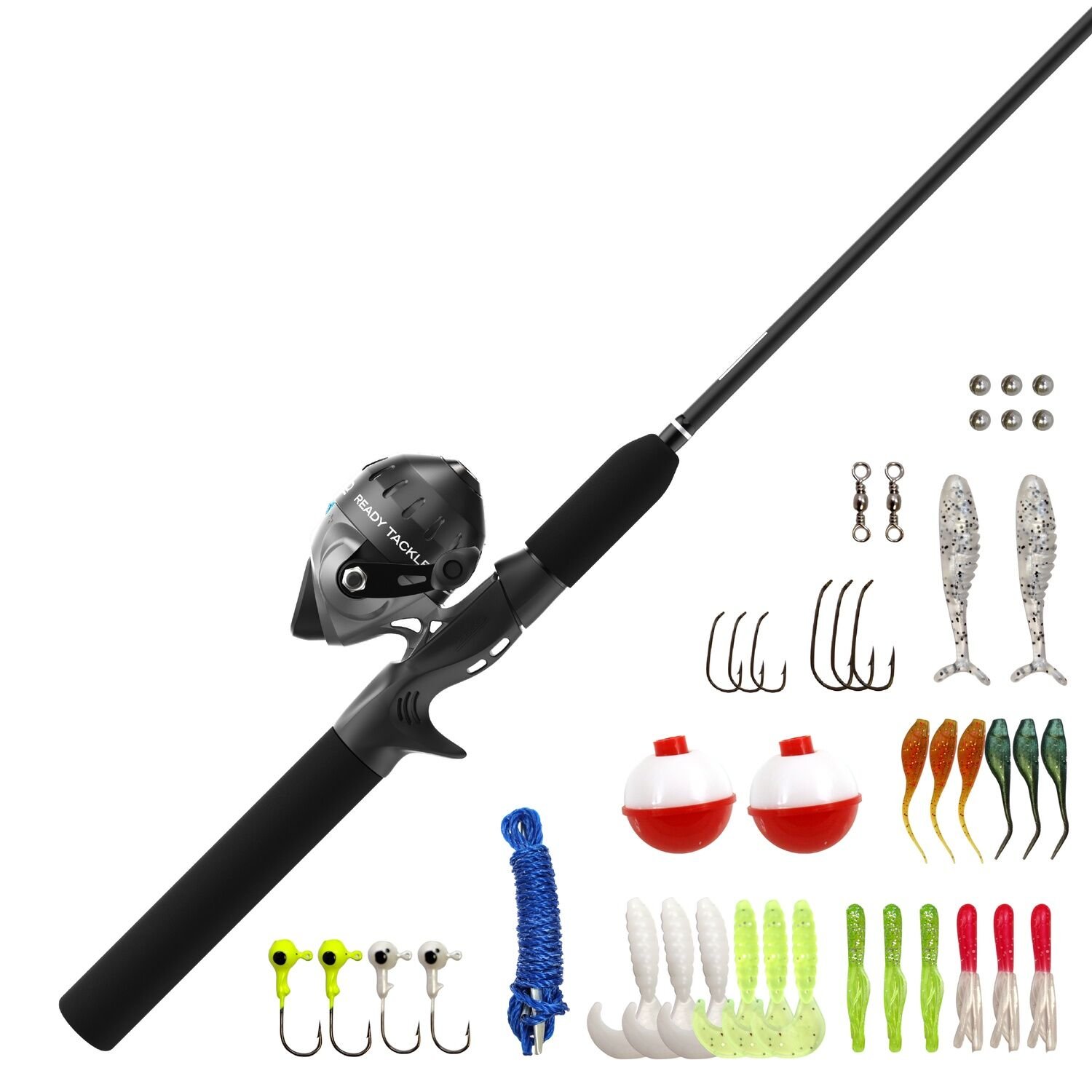 Zebco Ready Tackle Spincast Combo Medium-Light With Tackle, 2-Piece, 5 1/2-Ft, 45-Pc