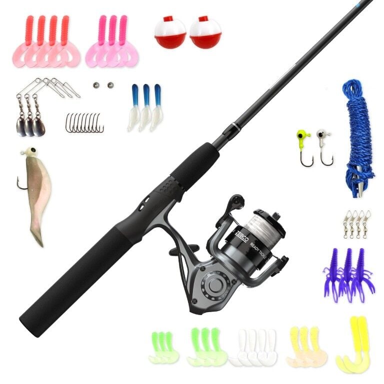 Zebco Ready Tackle Spinning Combo Medium Light With 53-Piece Tackle Kit, 2-Piece, 5 1/2-Ft
