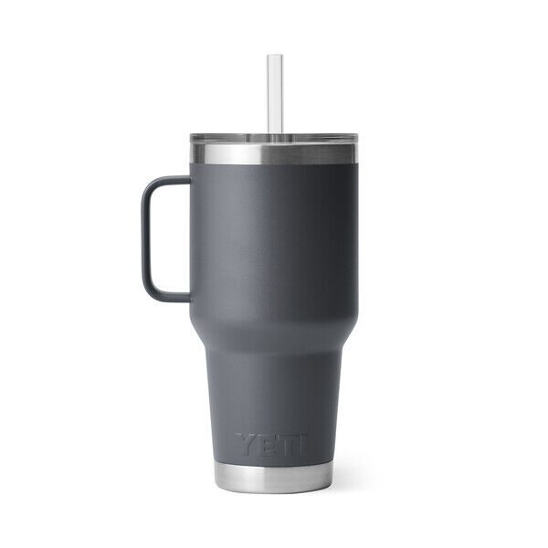Yeti Rambler Mug with Straw Lid Charcoal, 35-Oz
