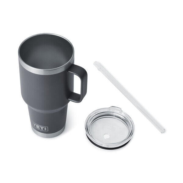 Yeti Rambler Mug with Straw Lid Charcoal, 35-Oz