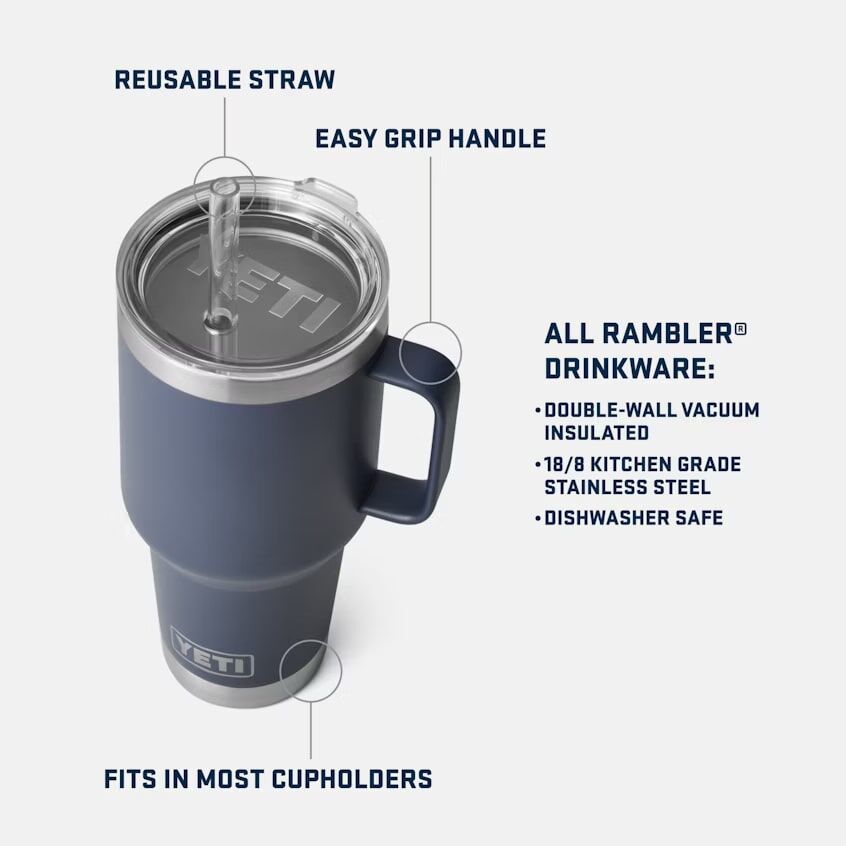 YETI White Rambler Mug With Straw And Lid, 35-Oz