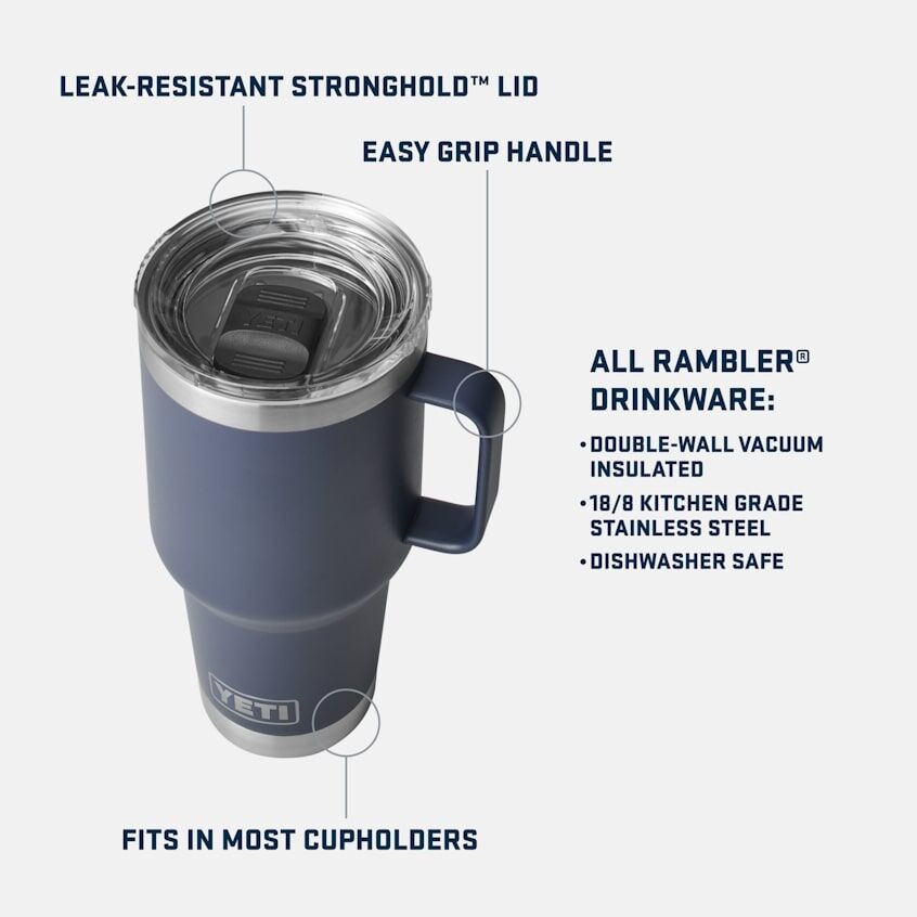 Yeti Black Rambler Travel Mug, 30-Oz