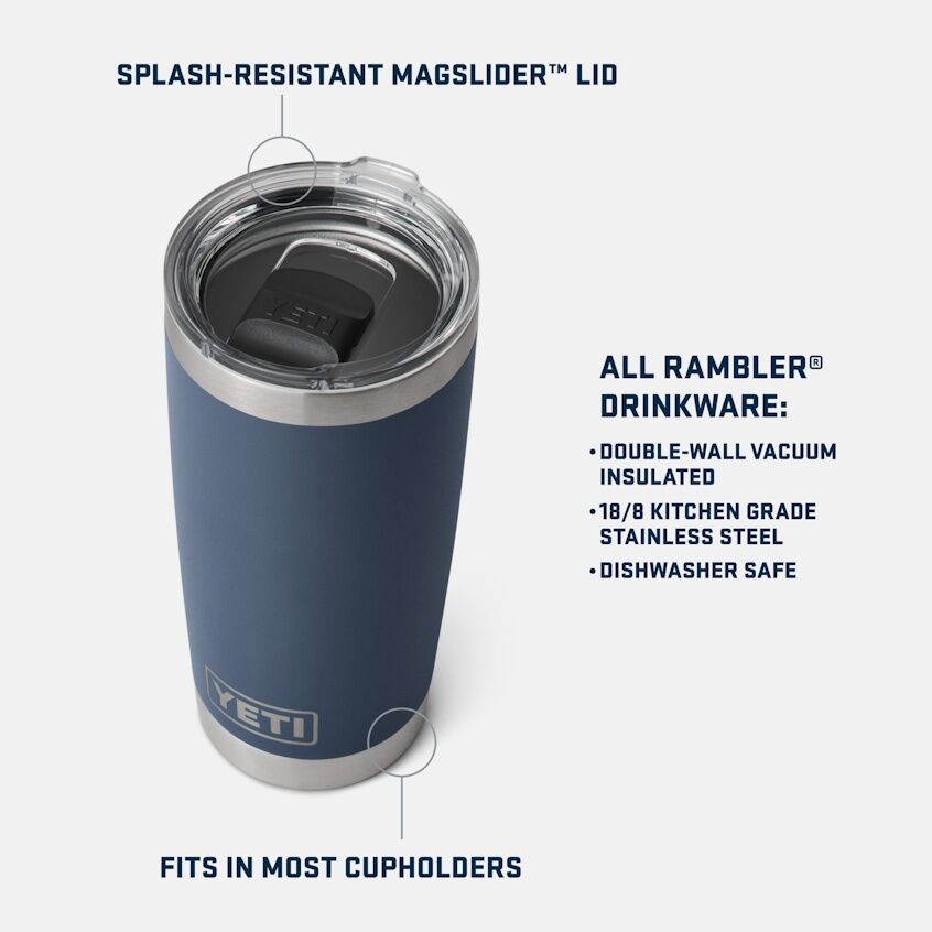 YETI Tropical Pink Rambler Tumbler with Magslider Lid, 20-Oz