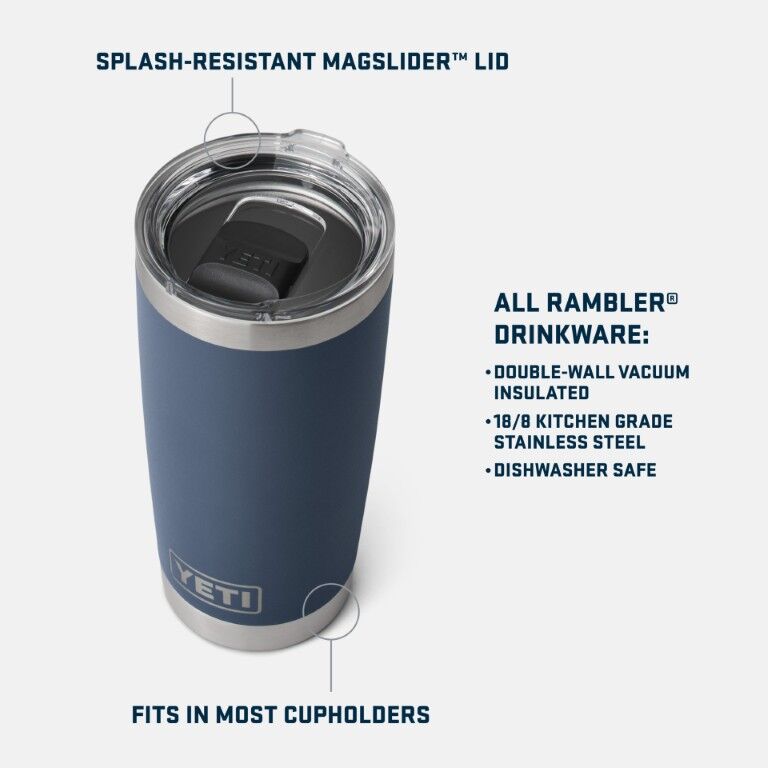 Yeti Rambler Black Stone Tumbler With Magslider Lid, 20-Oz