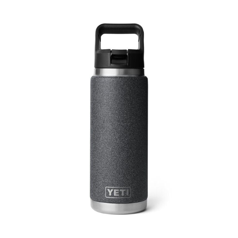 Yeti Rambler Black Stone Water Bottle With Color-Matched Straw Cap, 26-Oz