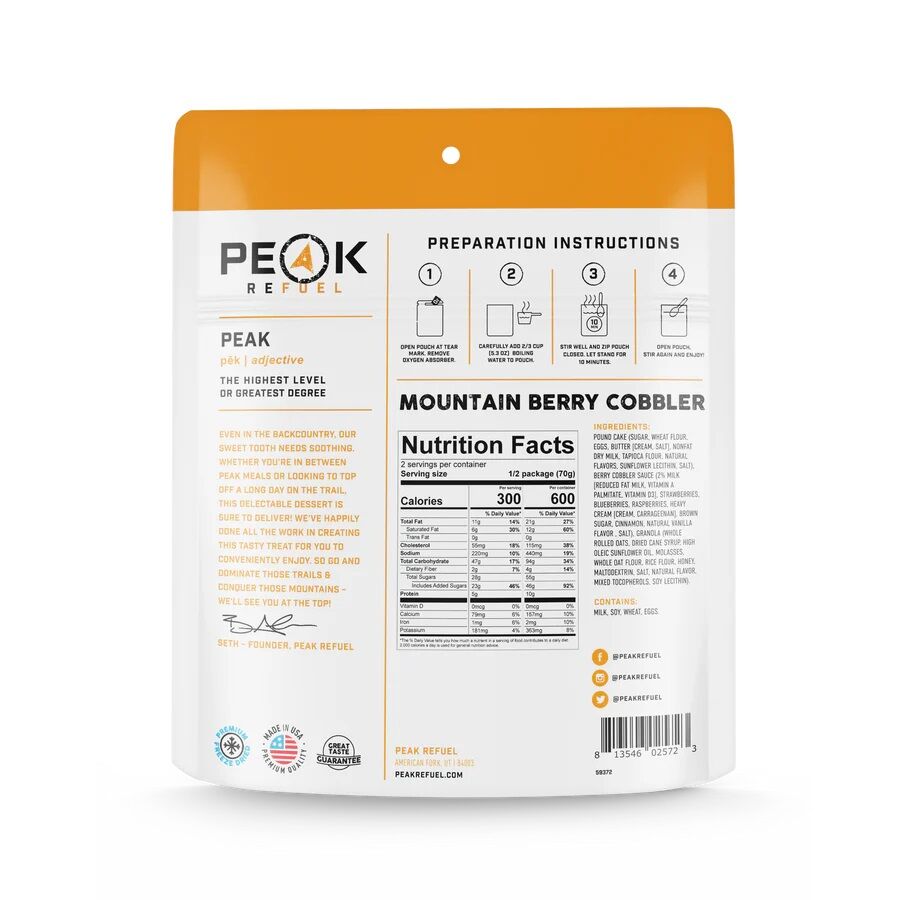 Peak Refuel Mountain Berry Cobbler Freeze Dried Meal