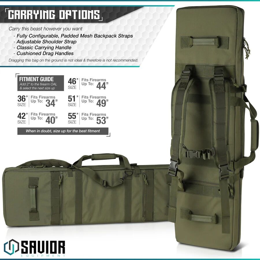 Savior Equipment Double Rife OD Green Urban Warfare Bag, 51-In
