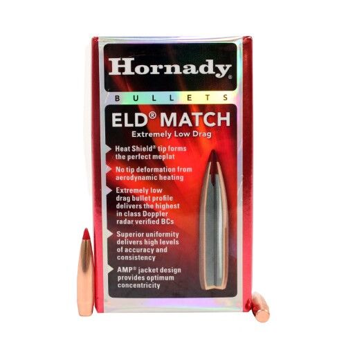 Hornady ELD Match 22 Cal .224 75 Grain Rifle Bullets, 100-Rd