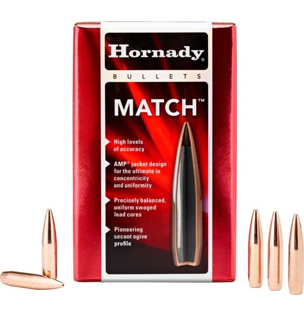 Hornady 22 Cal .224 75 Grain BTHP Match Rifle Bullets, 100-Ct