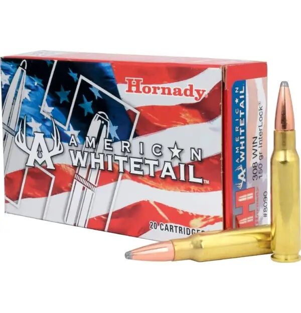 Hornady American Whitetail .308 Win, 150 Grain InterLock SP Rifle Ammo, 20-Rd