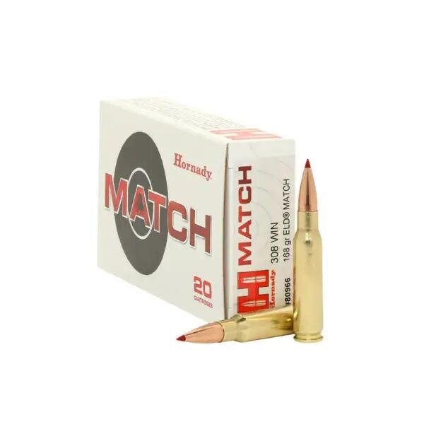 Hornady Match .308 Win, 168 Grain ELD Match Rifle Ammo, 20-Rd