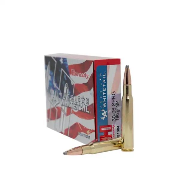 Hornady American Whitetail .30-06 Springfield, 180 Grain InterLock SP Rifle Ammo, 20-Rd