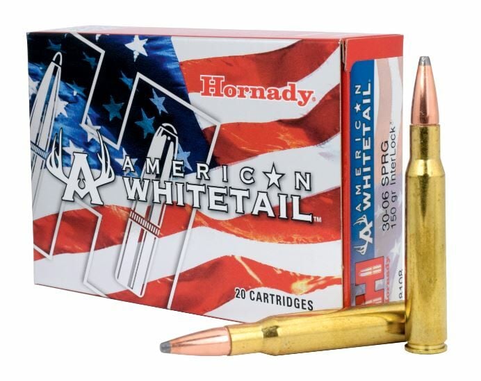 Hornady American Whitetail .30-06 Springfield, 150 Grain InterLock SP Rifle Ammo, 20-Rd