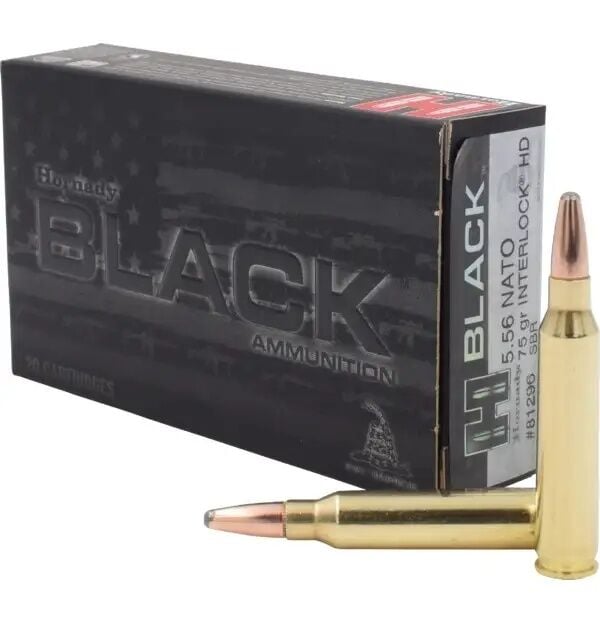 Hornady Black 5.56 NATO, 75 Grain InterLock HD SBR Ammo, 20-Rd