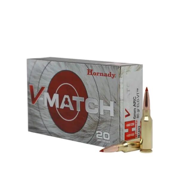 Hornady V-Match 6mm ARC, 80 Grain ELD-VT Rifle Ammo, 20-Rd