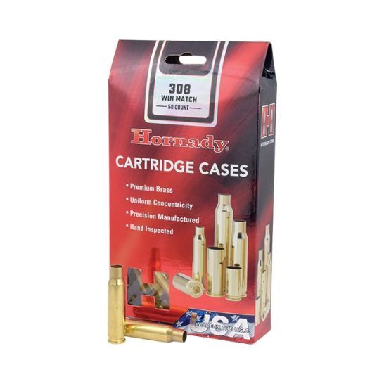 Hornady .308 Win Brass Cartridge Rifle Cases, 50-Ct