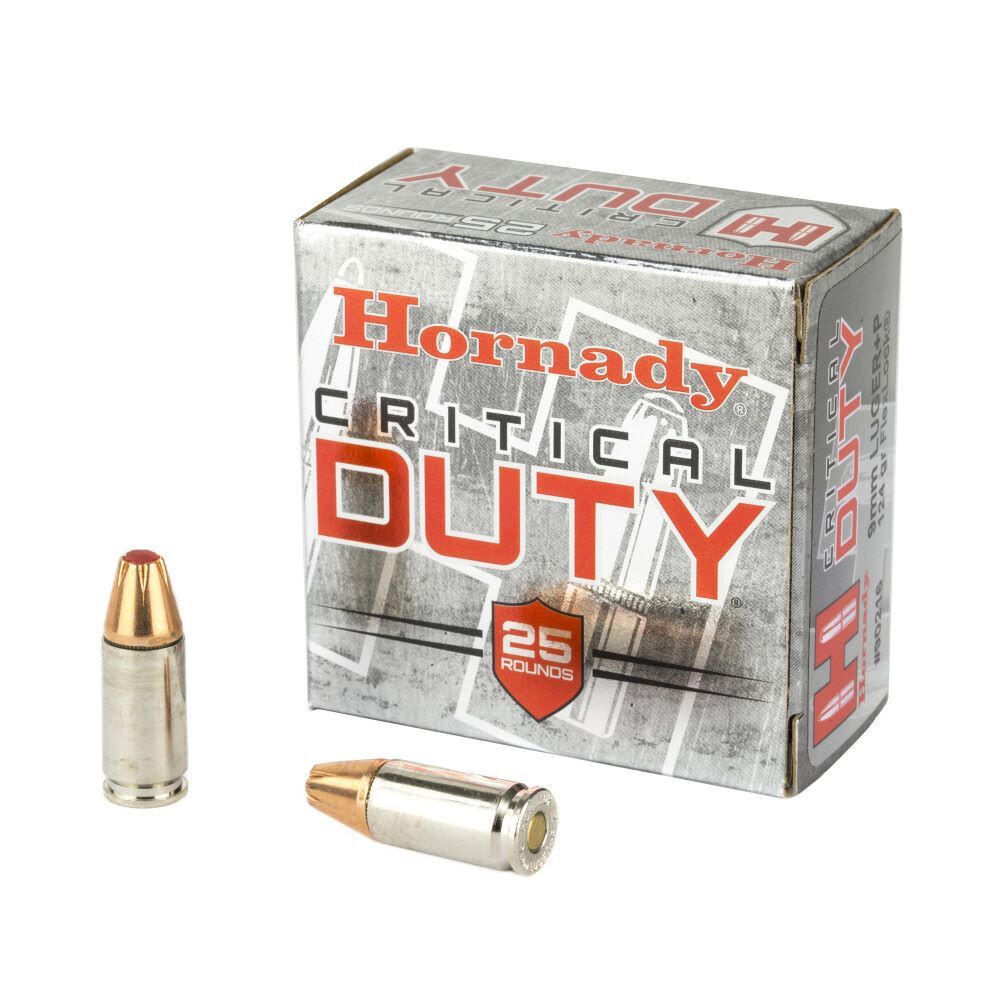 Hornady Critical Duty 9mm +P, 124 Grain FlexLock, 25-Rd