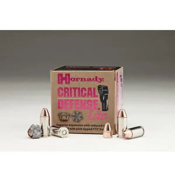 Hornady Critical Defense Lite 9mm, 100 Grain FTX Pistol Ammo, 25-Rd