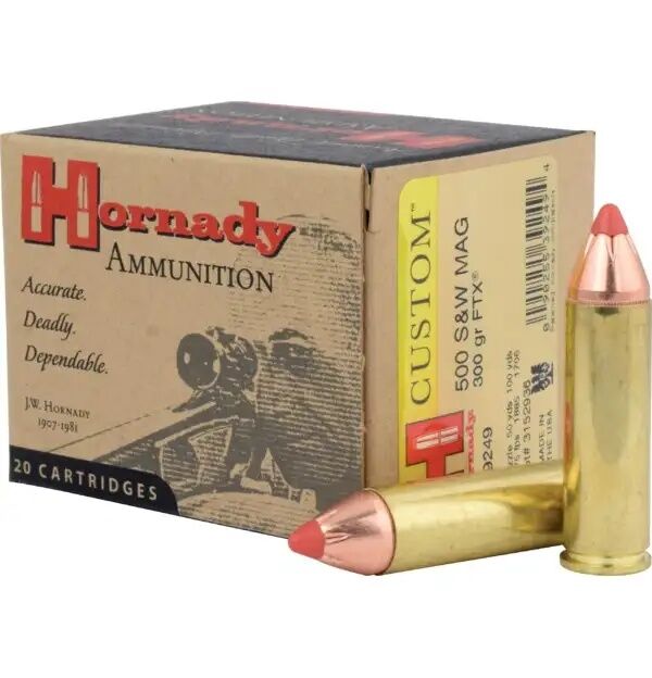 Hornady Custom .500 S&W Mag, 300 Grain FTX Pistol Ammo, 20-Rd