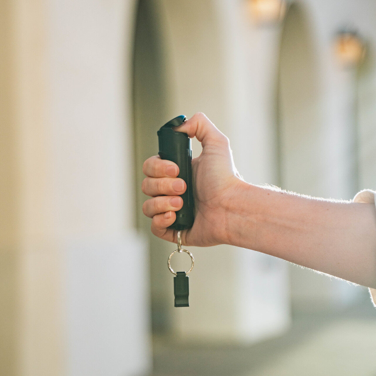 Sabre 2 In 1 Pepper Gel With Detachable Safety Whistle Keychain Black