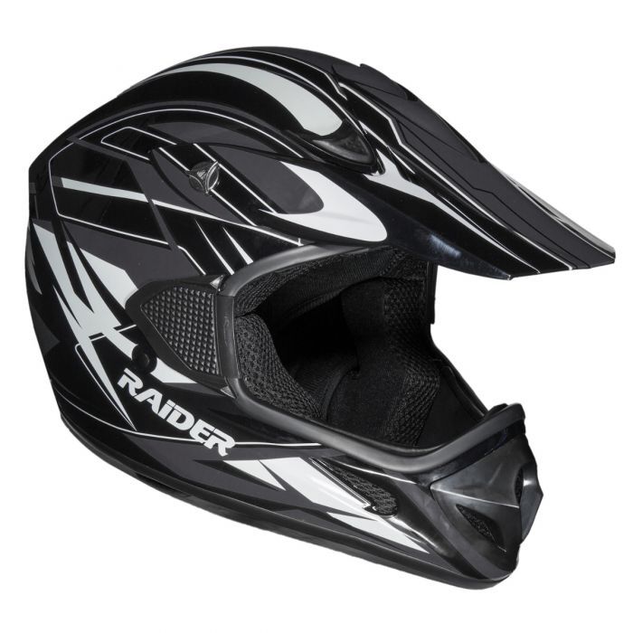 Raider RX1 Adult MX Off-Road Black/Silver Helmet, X-Large