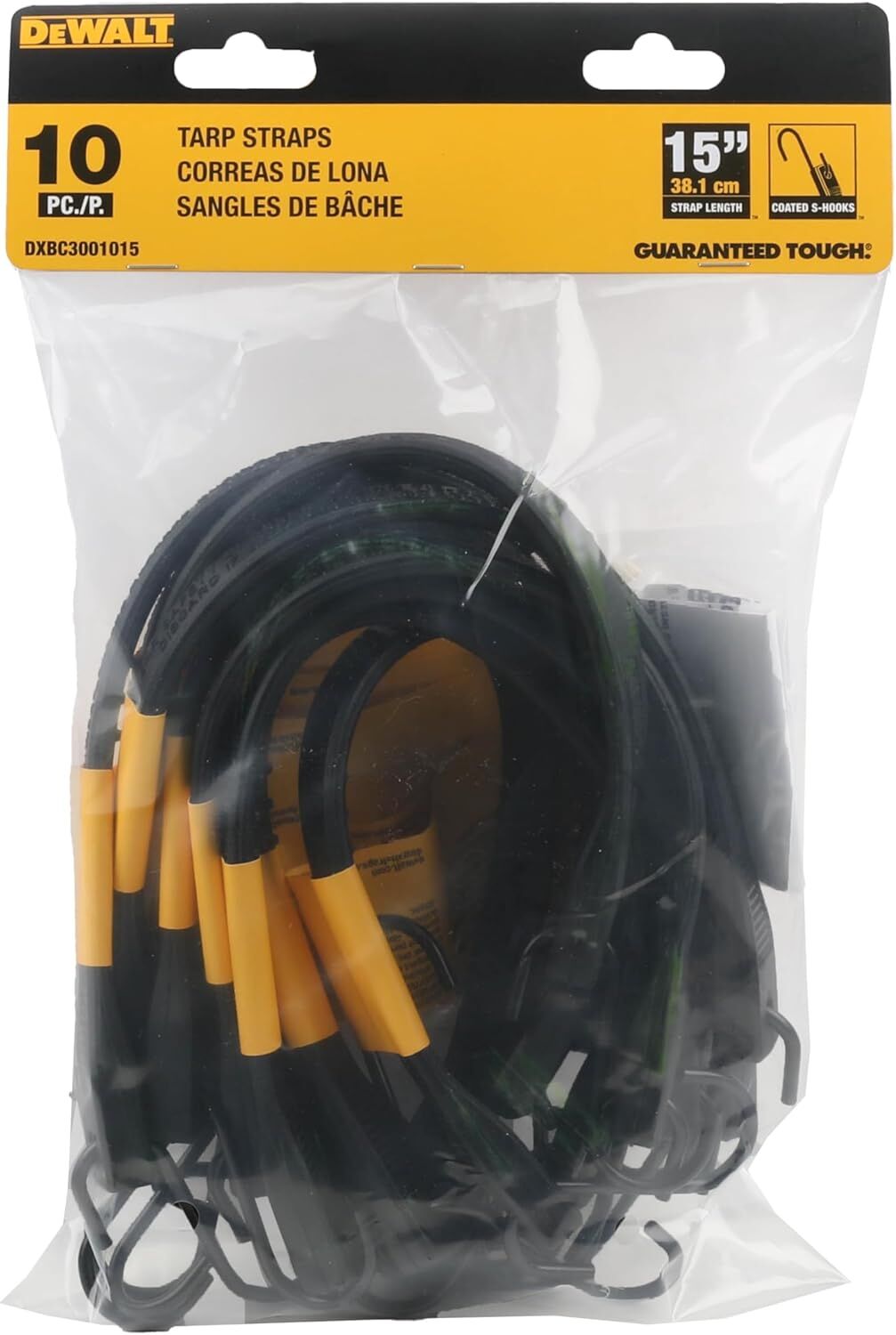 DeWalt Rubber Tarp Straps, 15-In, 10-Pk