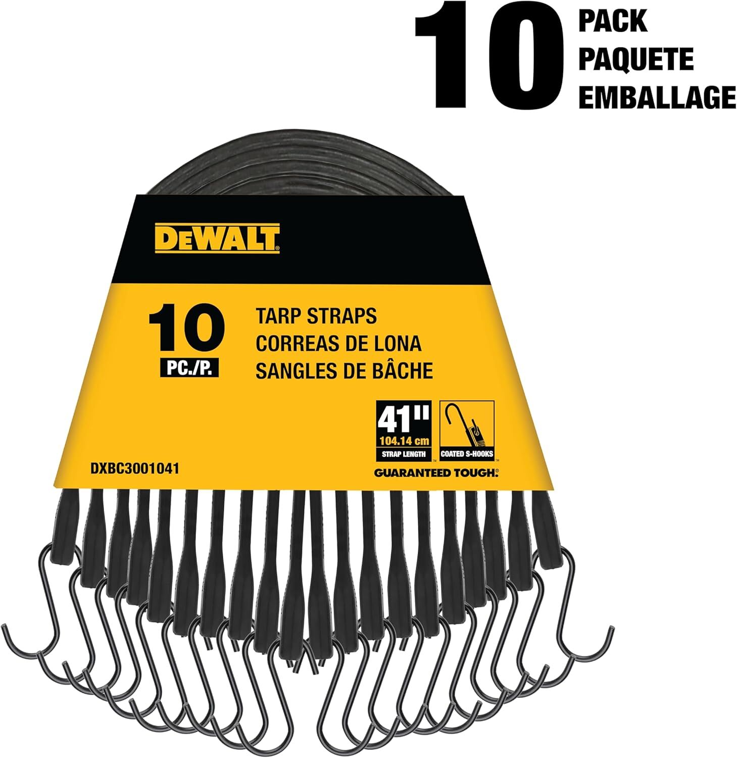 DeWalt Rubber Tarp Straps, 41-In, 10-Pk