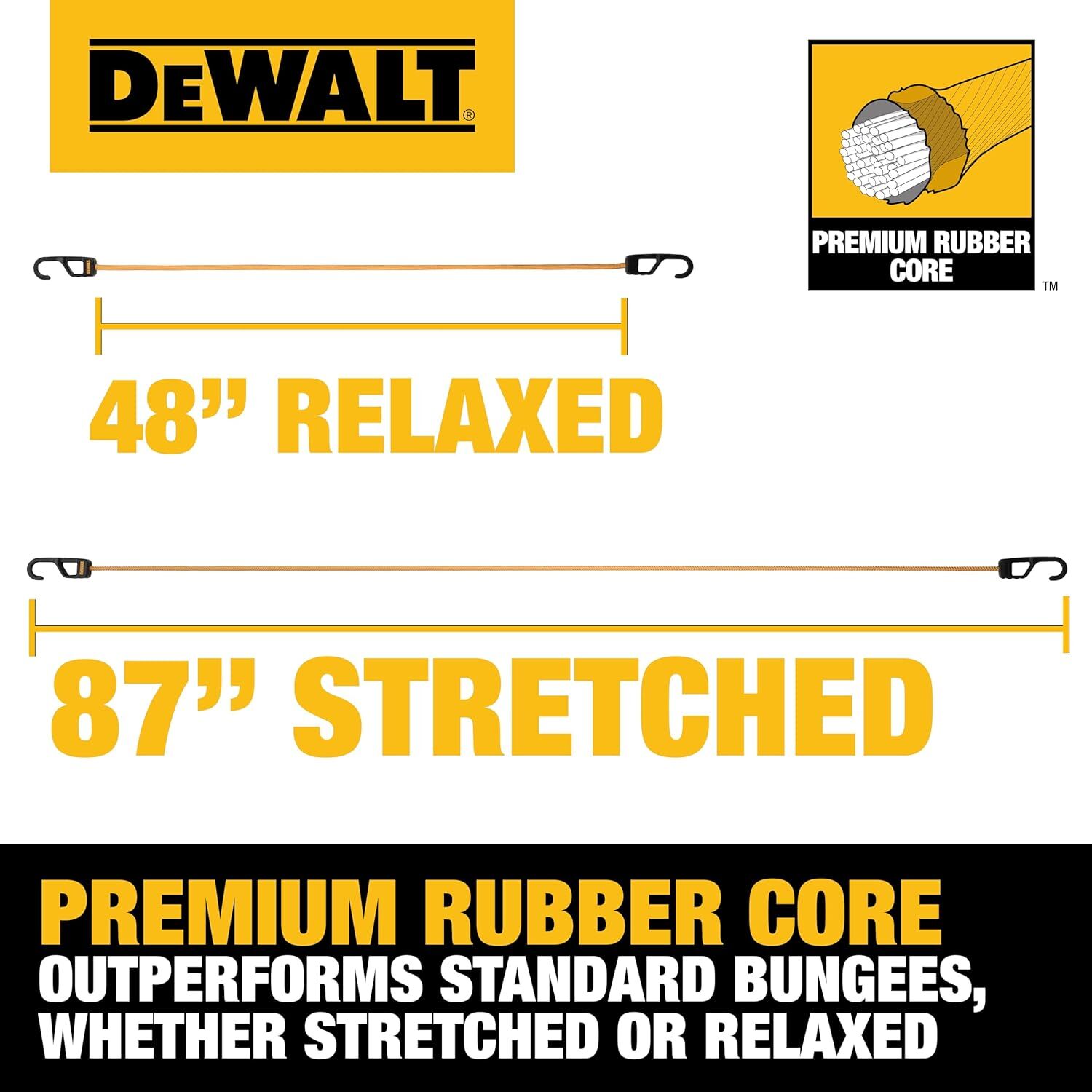 DeWalt Heavy Duty Bungee Cords, 48-In, 4-Pk