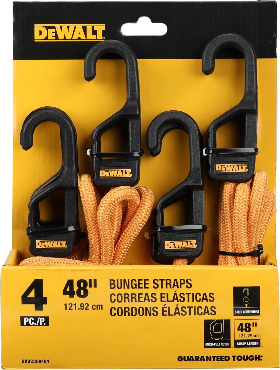 DeWalt Heavy Duty Bungee Cords, 48-In, 4-Pk