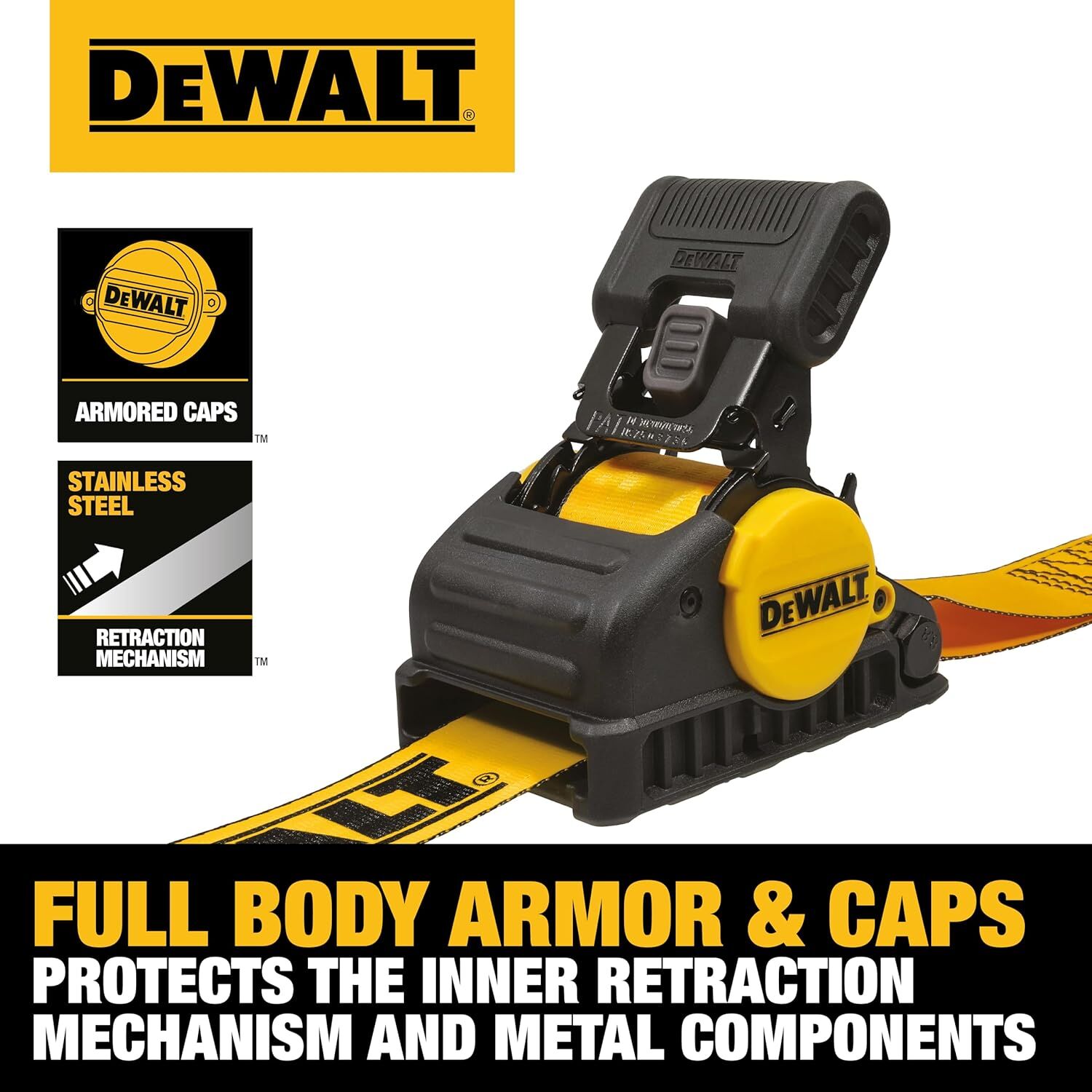 DeWalt Auto Retractable Ratchet Straps, 2-In x 10-Ft, 2-Pk
